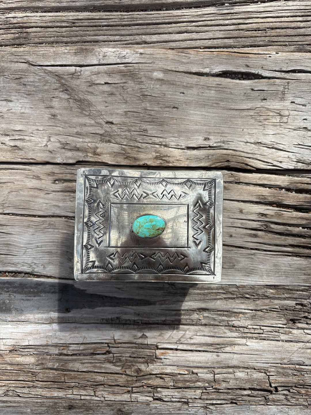 J. Alexander Small Stamped Box w/ Turquoise