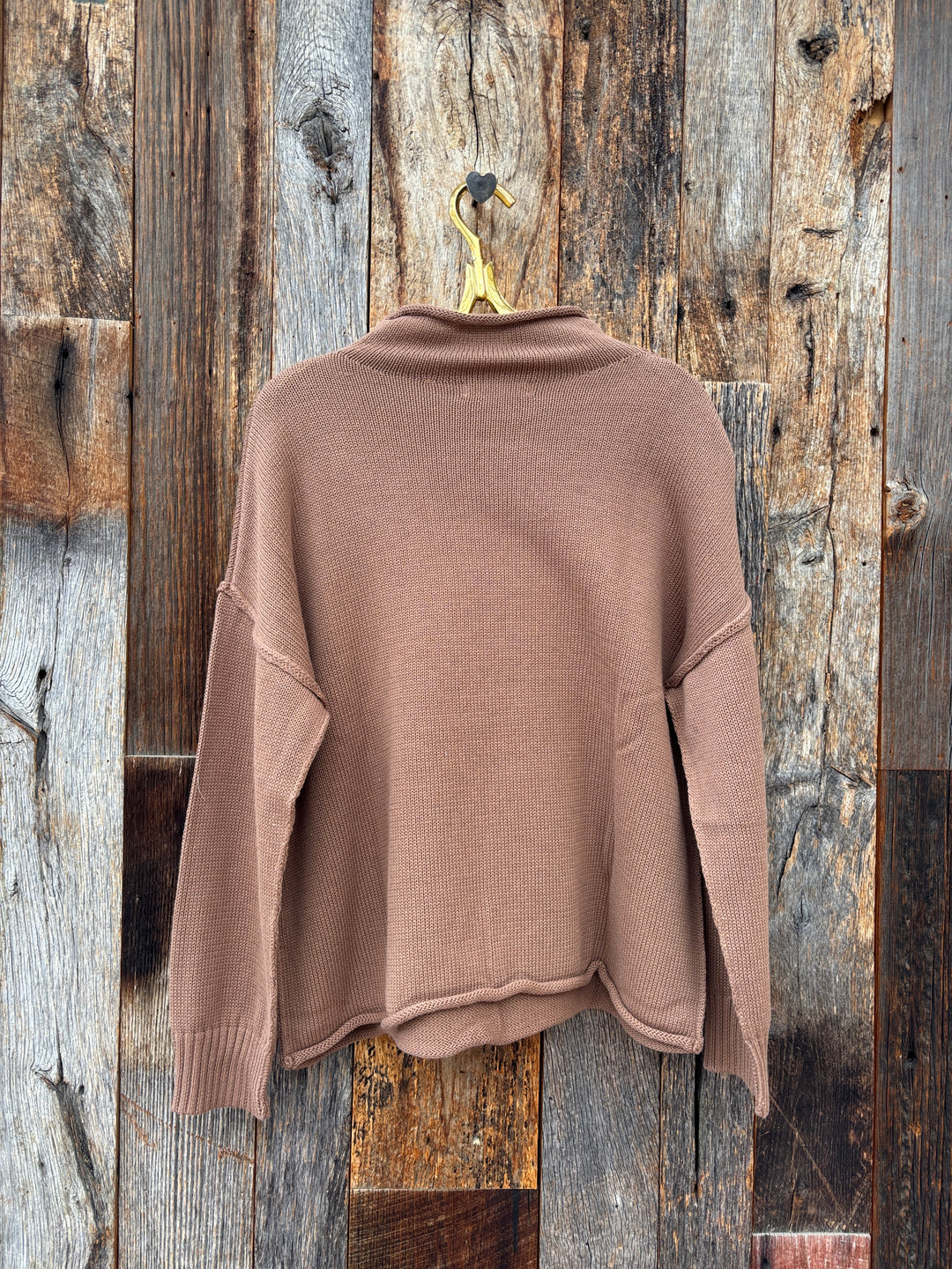 Perfect White Tee Cotton Mock Neck Sweater Mocha