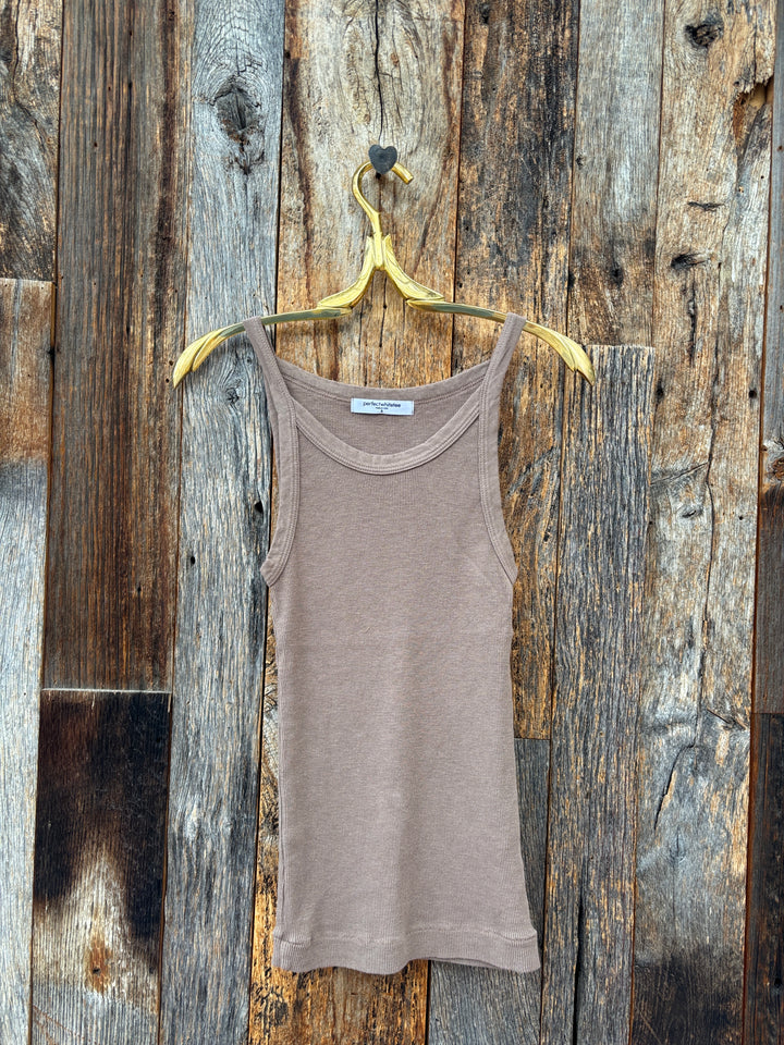 Perfect White Tee Recycled Cotton Ribbed Tank Mocha