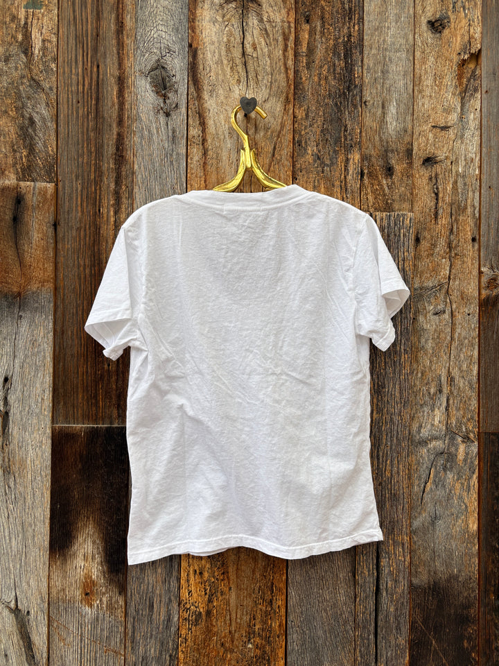 Perfect White Tee Cotton SS Boxy V Neck Tee- White