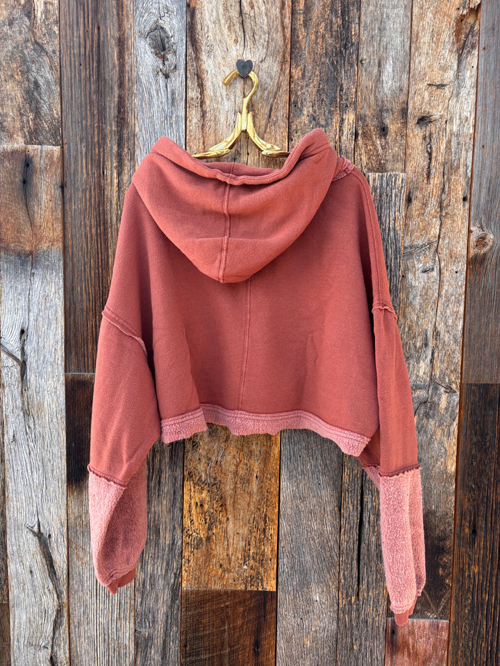 People Of Leisure The Bonnie Cropped Hoodie- Rust