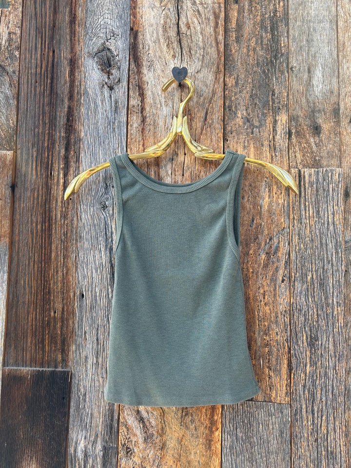 People Of Leisure Sage Rib Tank Olive