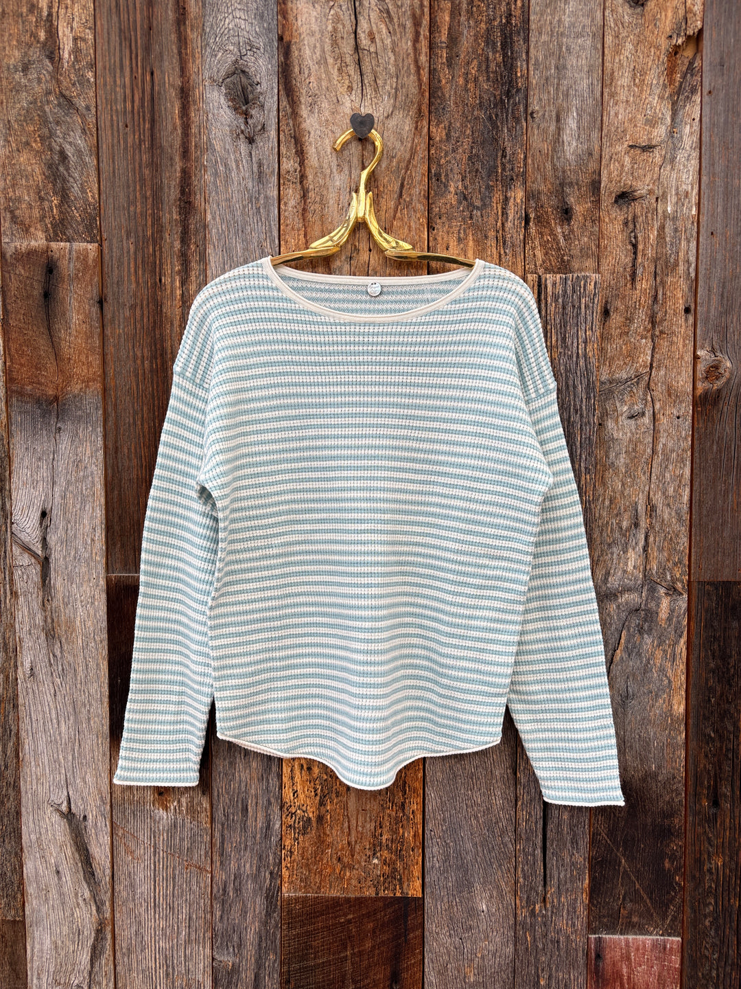 Margaret O'leary Shirttail Easy Boatneck Agave Stripe
