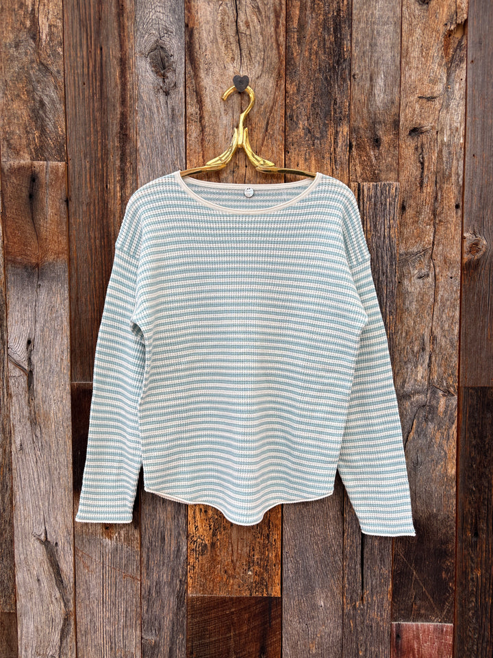 Margaret O'leary Shirttail Easy Boatneck Agave Stripe