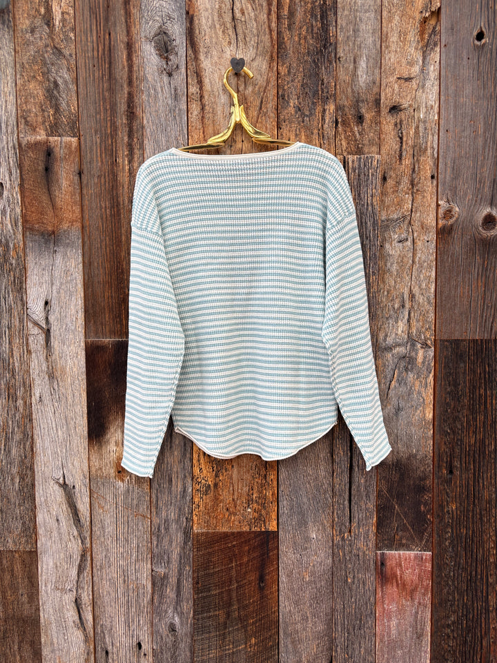 Margaret O'leary Shirttail Easy Boatneck Agave Stripe