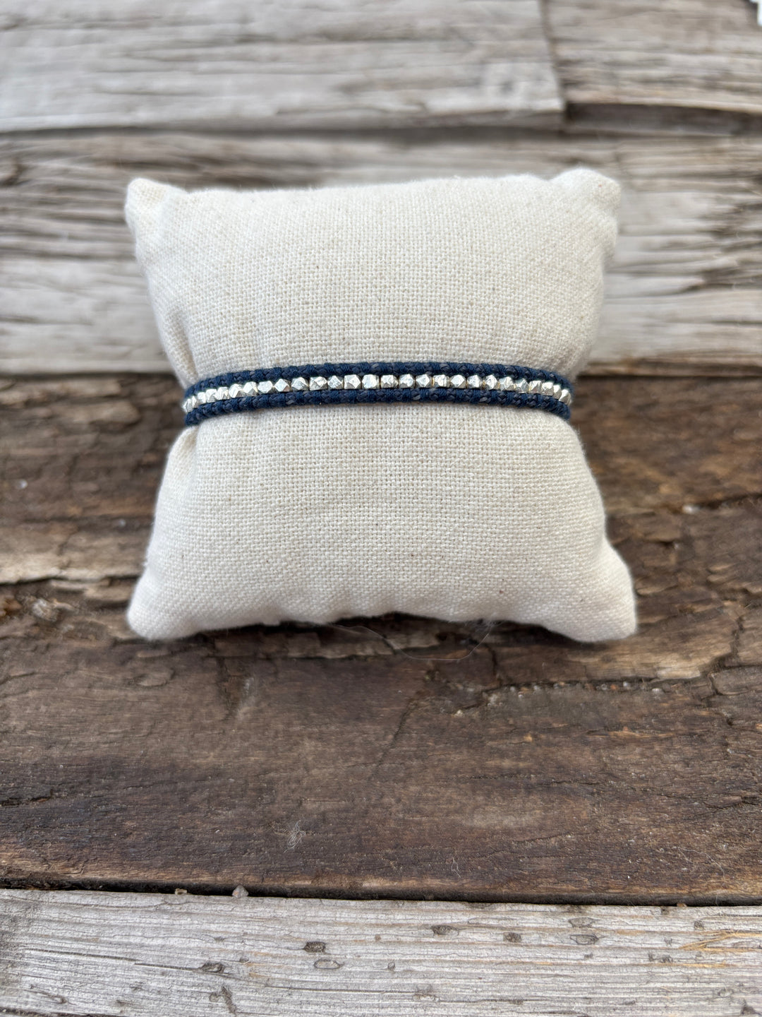 Chan Luu SS Single Wrap Bracelet Navy BS-6409