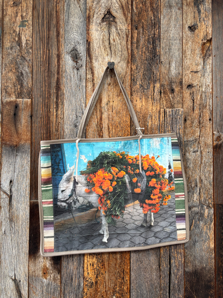 Totem Salvaged White Donkey Org. Flowers Soft Tote