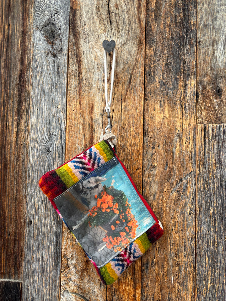 Totem Salvaged White Donkey Org. Flowers Mini Wristlet