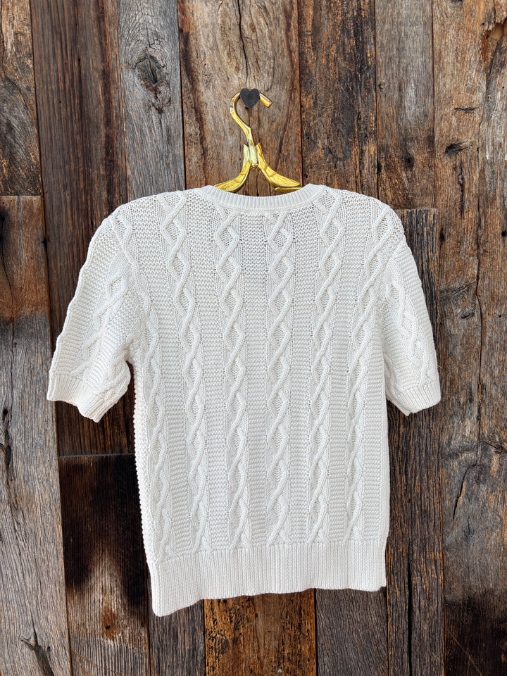Dylan Cable-Knit Cardigan White