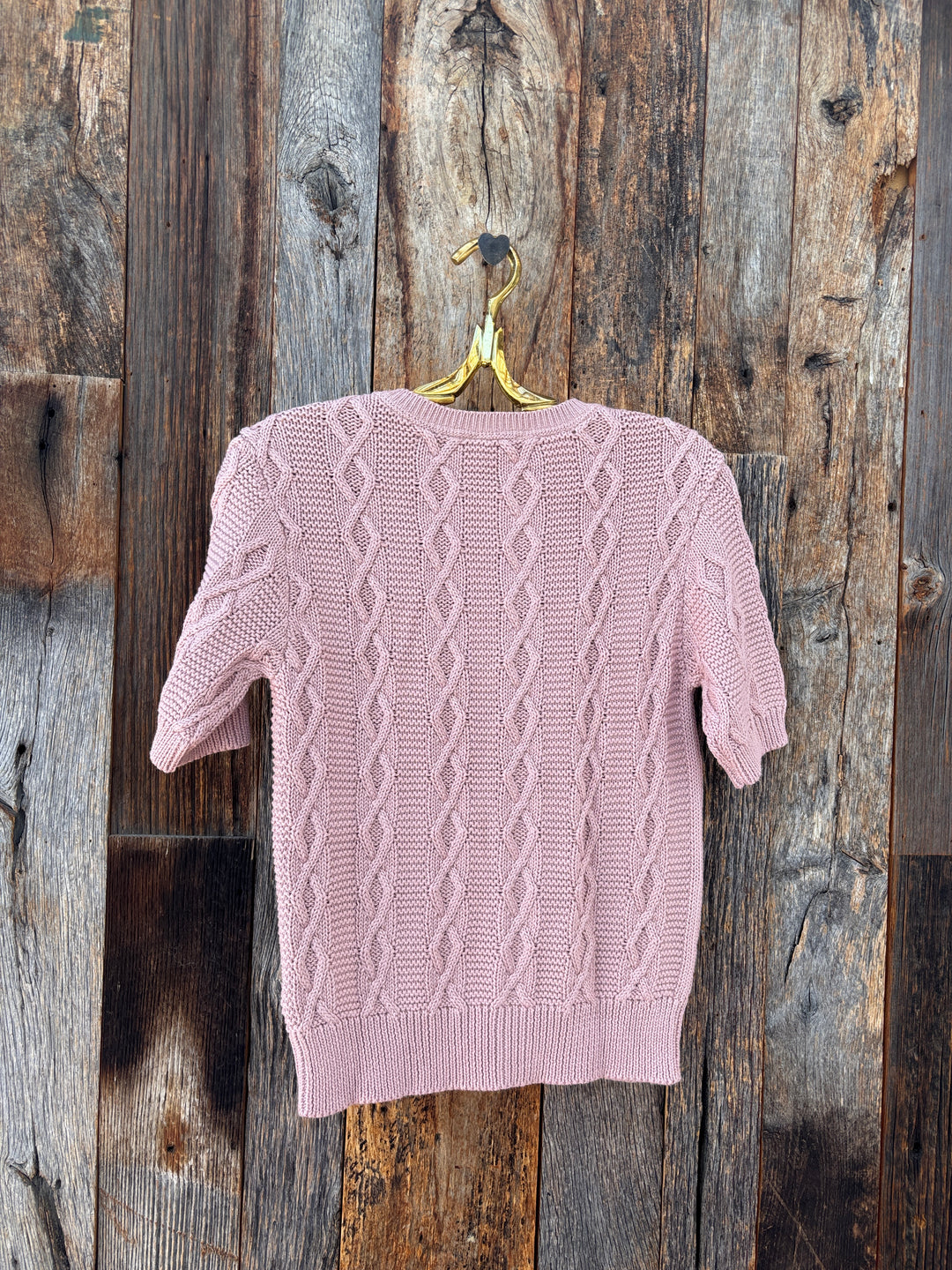 Dylan Cable-Knit Cardigan Dusty Pink