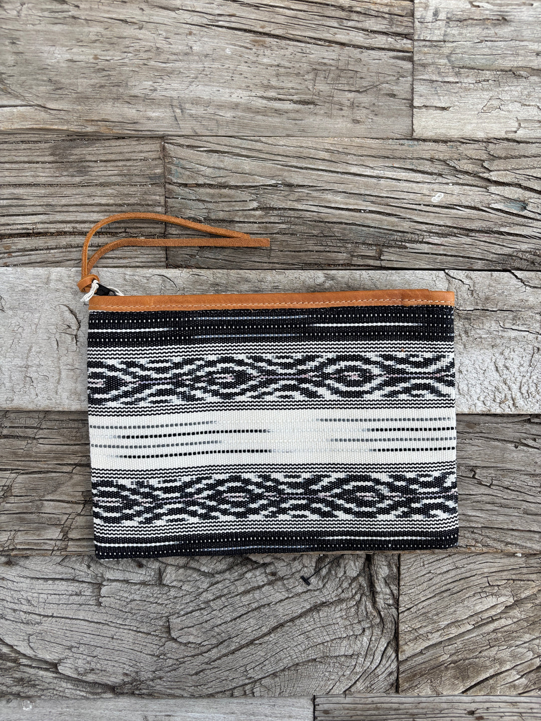 Altiplano Handwoven Black and White Ikat Clutch