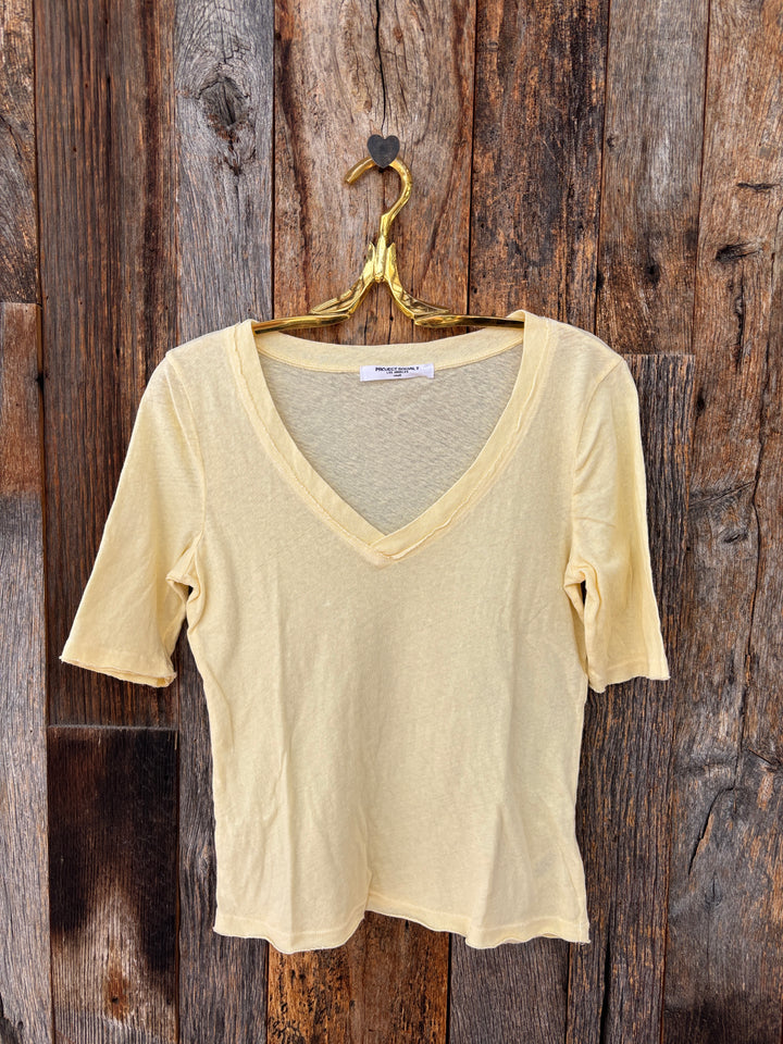 Project Social T Jude V-Neck Elbow Sleeve Tee Butter Yellow