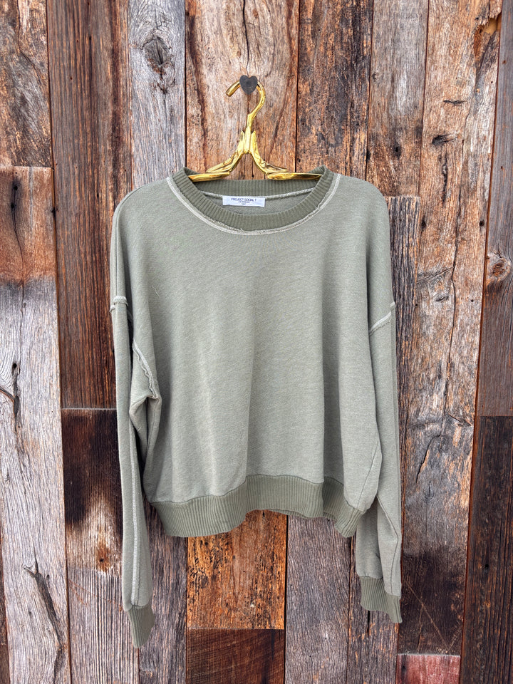 Project Social T Contrast Stitch Crew Sweatshirt Sage