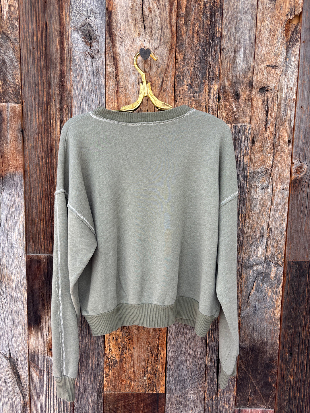 Project Social T Contrast Stitch Crew Sweatshirt Sage