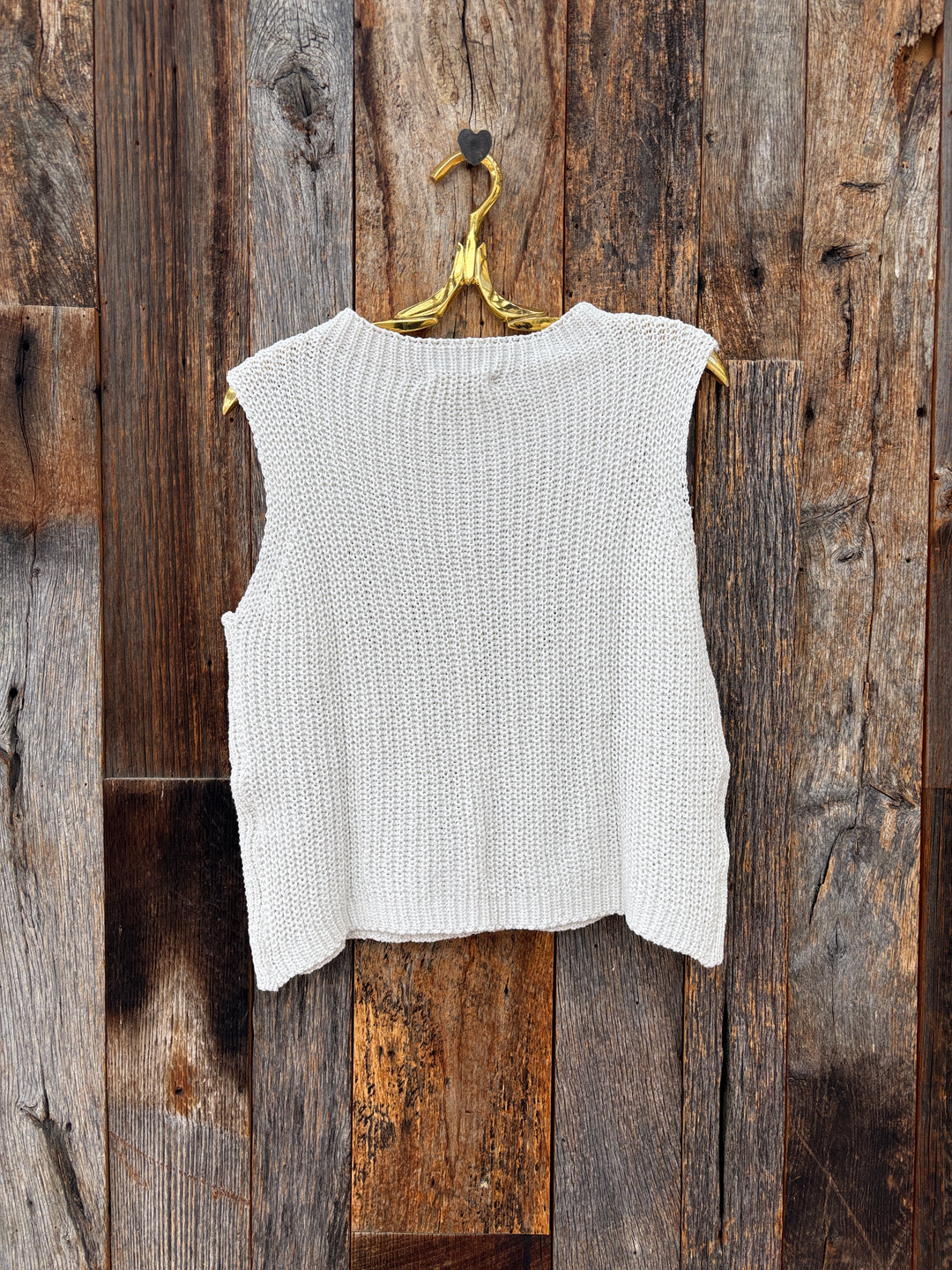 Milio Milano Crochet Knit Sleeveless Top White