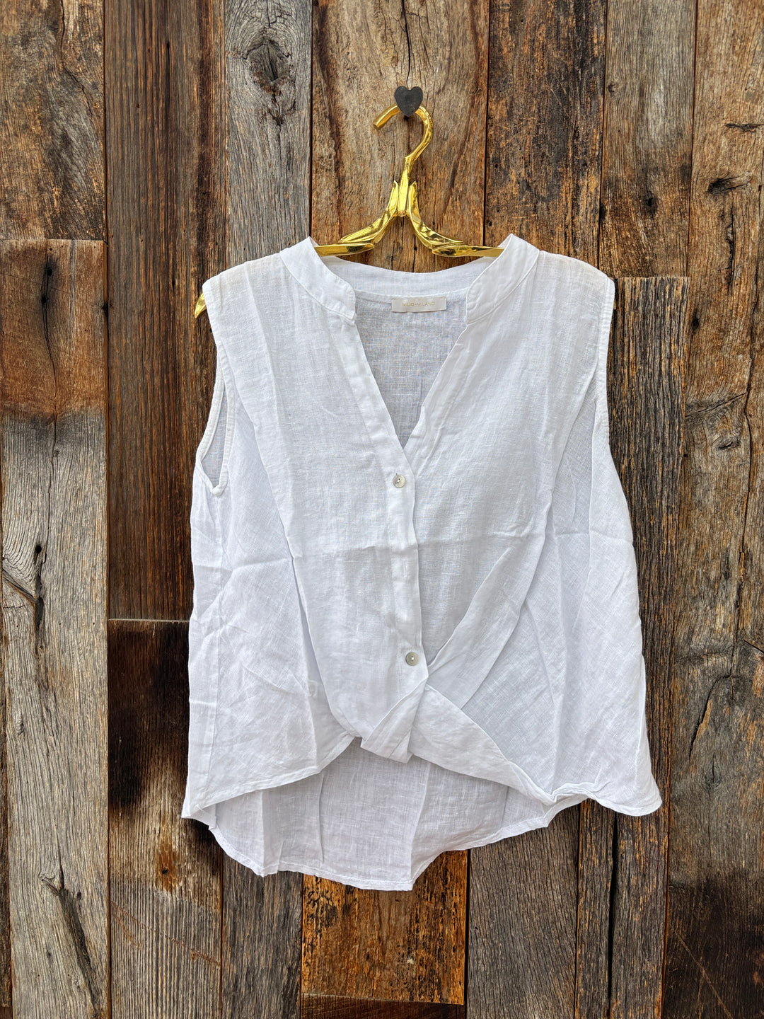 Milio Milano Twist Hem Sleeveless Top White