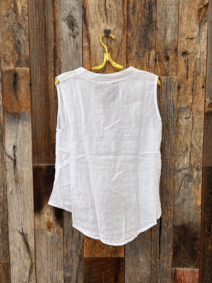 Milio Milano Twist Hem Sleeveless Top White