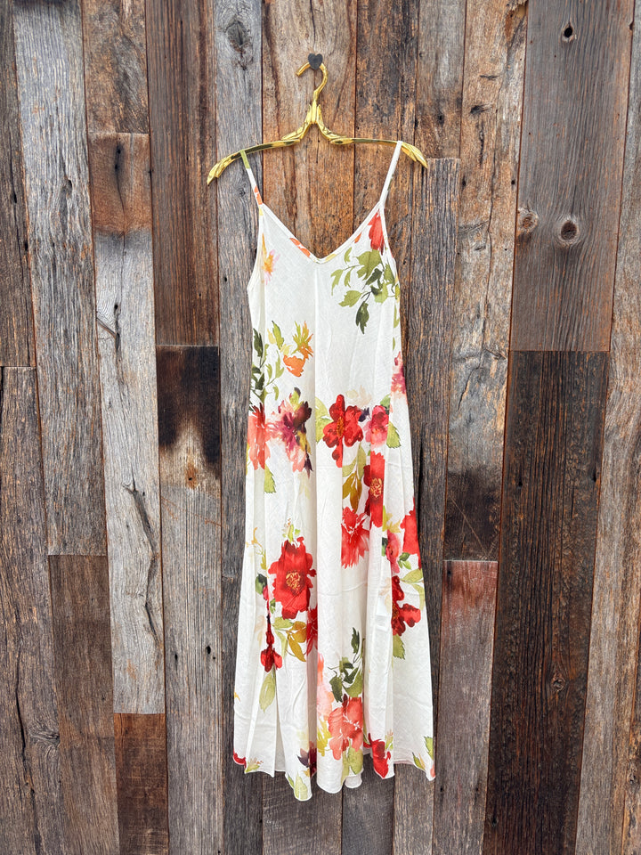 Milio Milano Watercolor Floral Spaghetti Strap Dress