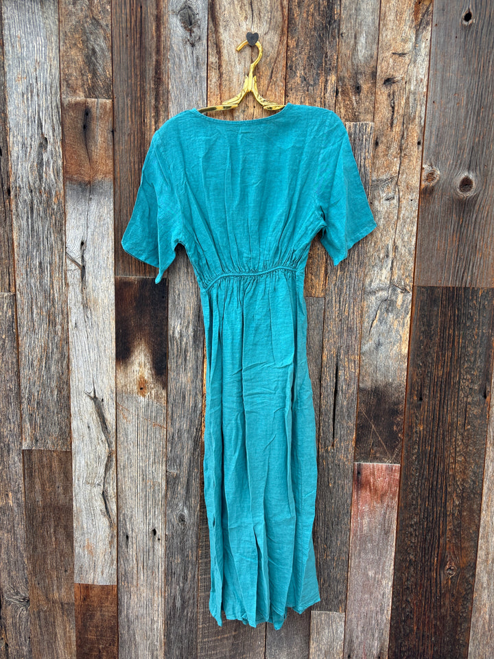 Milio Milano Front Twist Linen Dress Capri