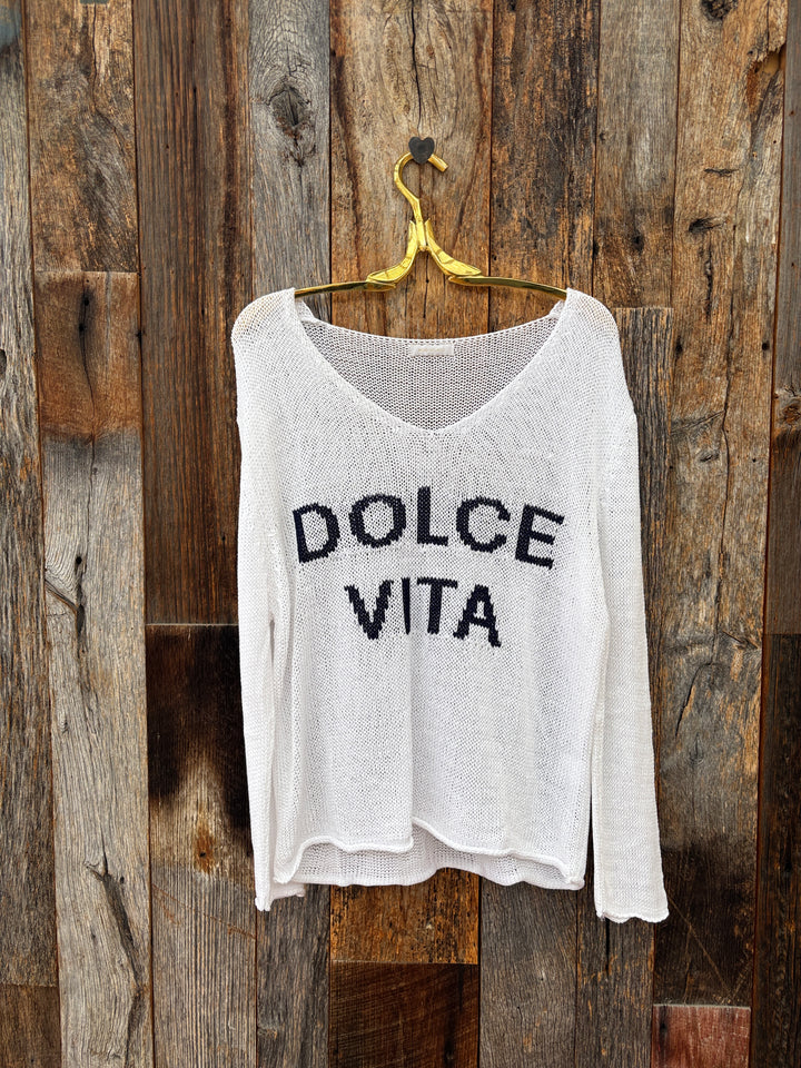 Milio Milano Dolce Vita Crochet Sweater White/Navy