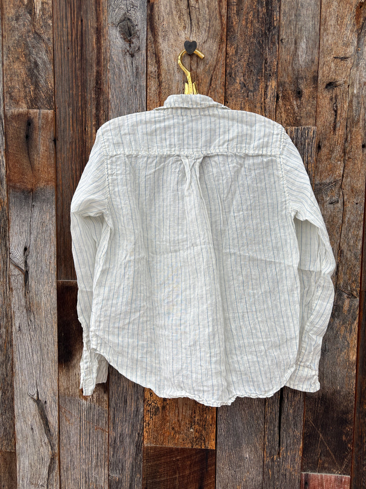 Llea Blue Hadley One Pocket Shirt Linen Stripe
