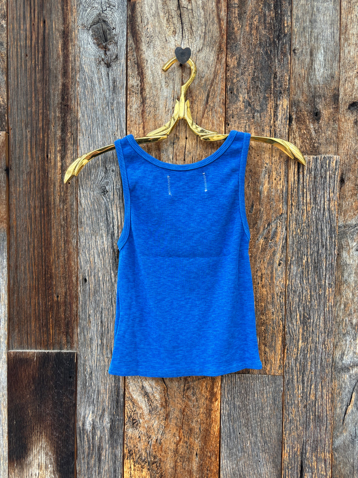 People Of Leisure Sage Rib Tank Cobalt