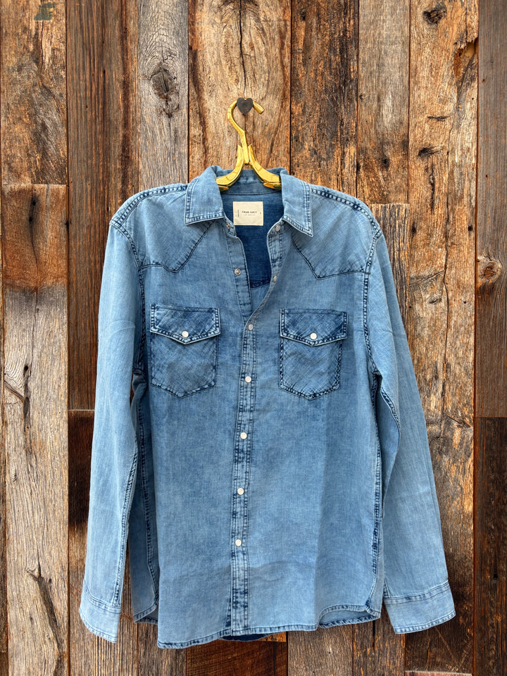 True Grit 2 Pockets Western Shirt Ocean Wash