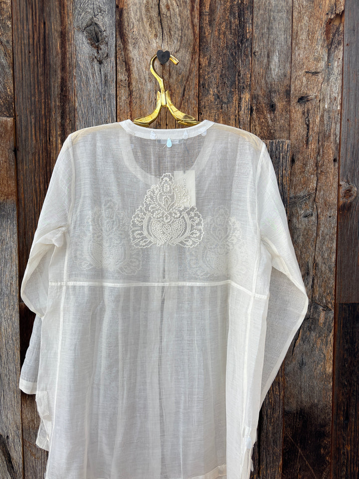 Chan Luu Sequin Tear Drop Blouse Ivory PC-BL-3028