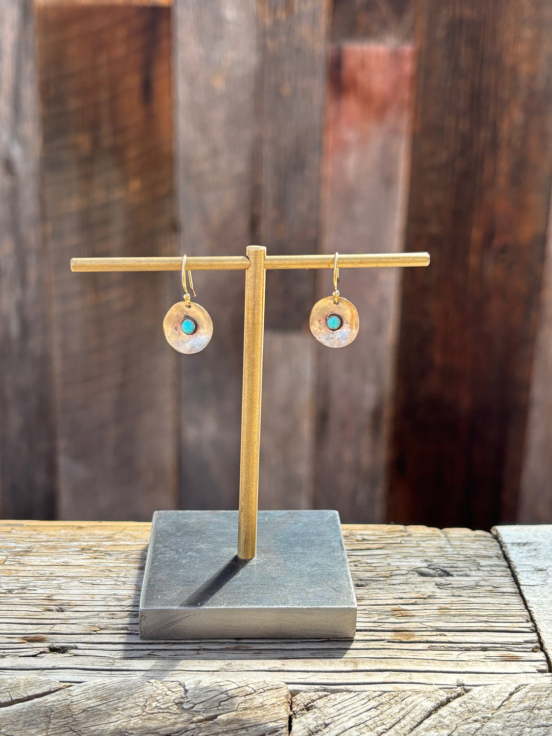 CLP Small Concave Turquoise Earrings GF