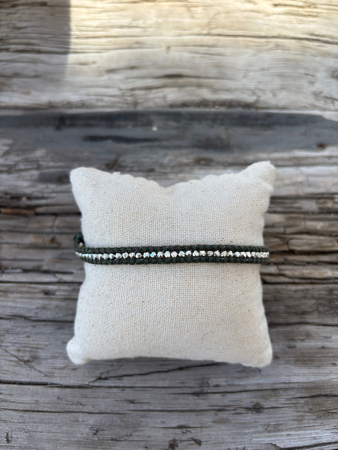 Chan Luu SS Single Wrap Bracelet Dark Green BS-6409