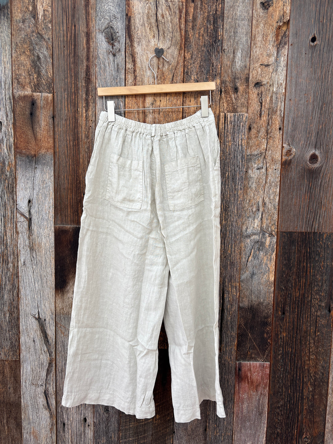 Milio Milano Wide Leg Linen Gaucho Trouser Pants Beige