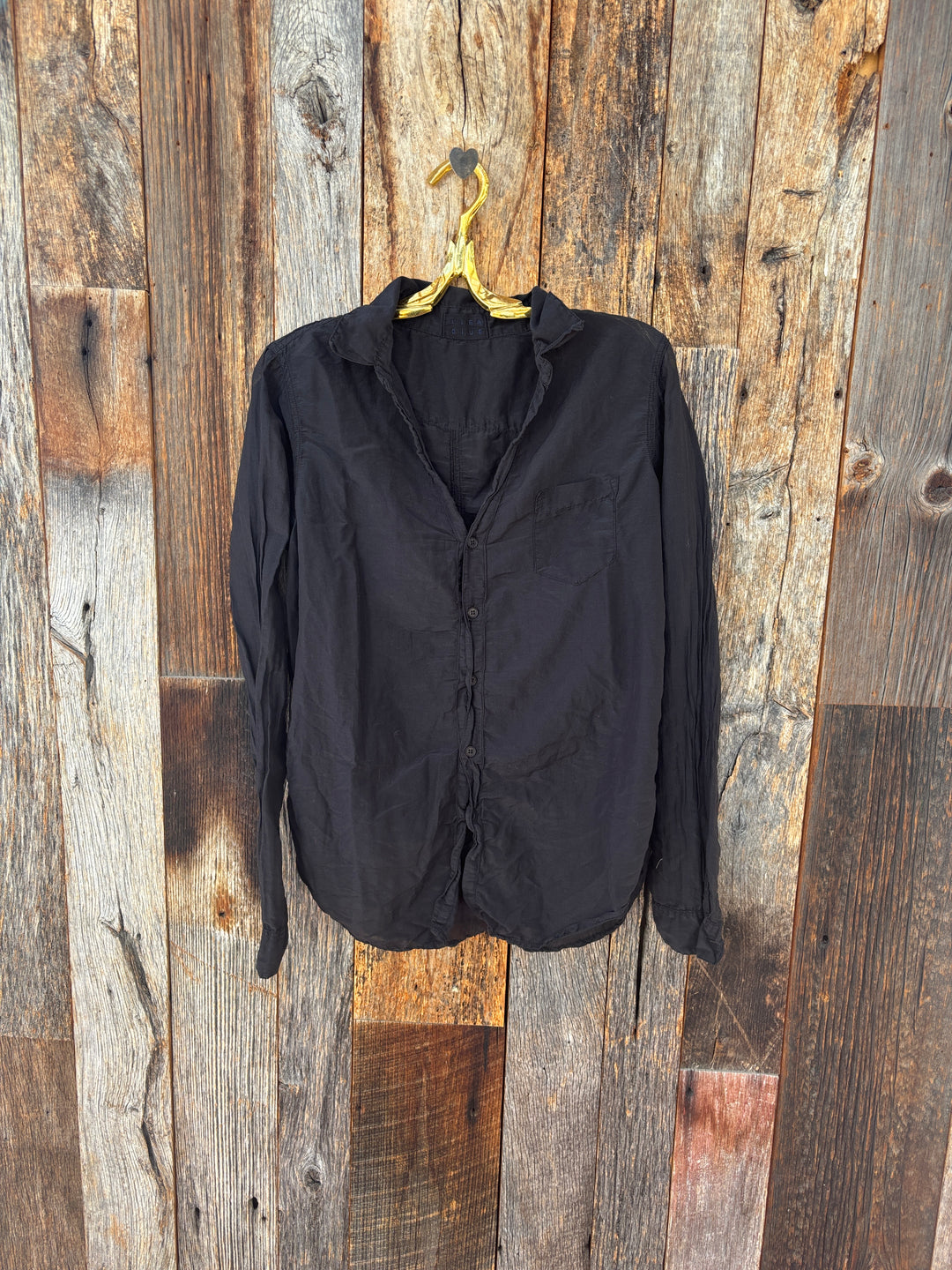 Llea Blue V Neck Shirt- Black
