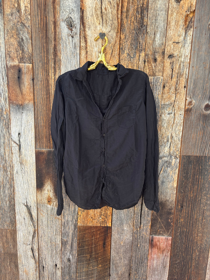 Llea Blue V Neck Shirt- Black