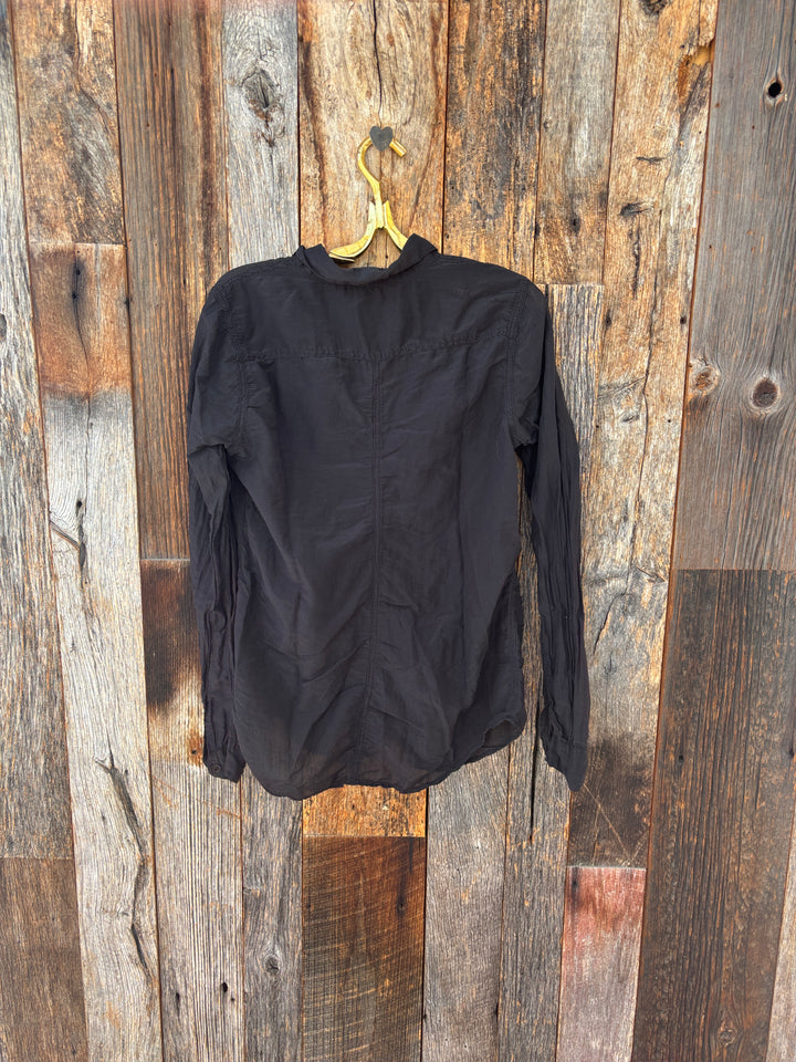 Llea Blue V Neck Shirt- Black