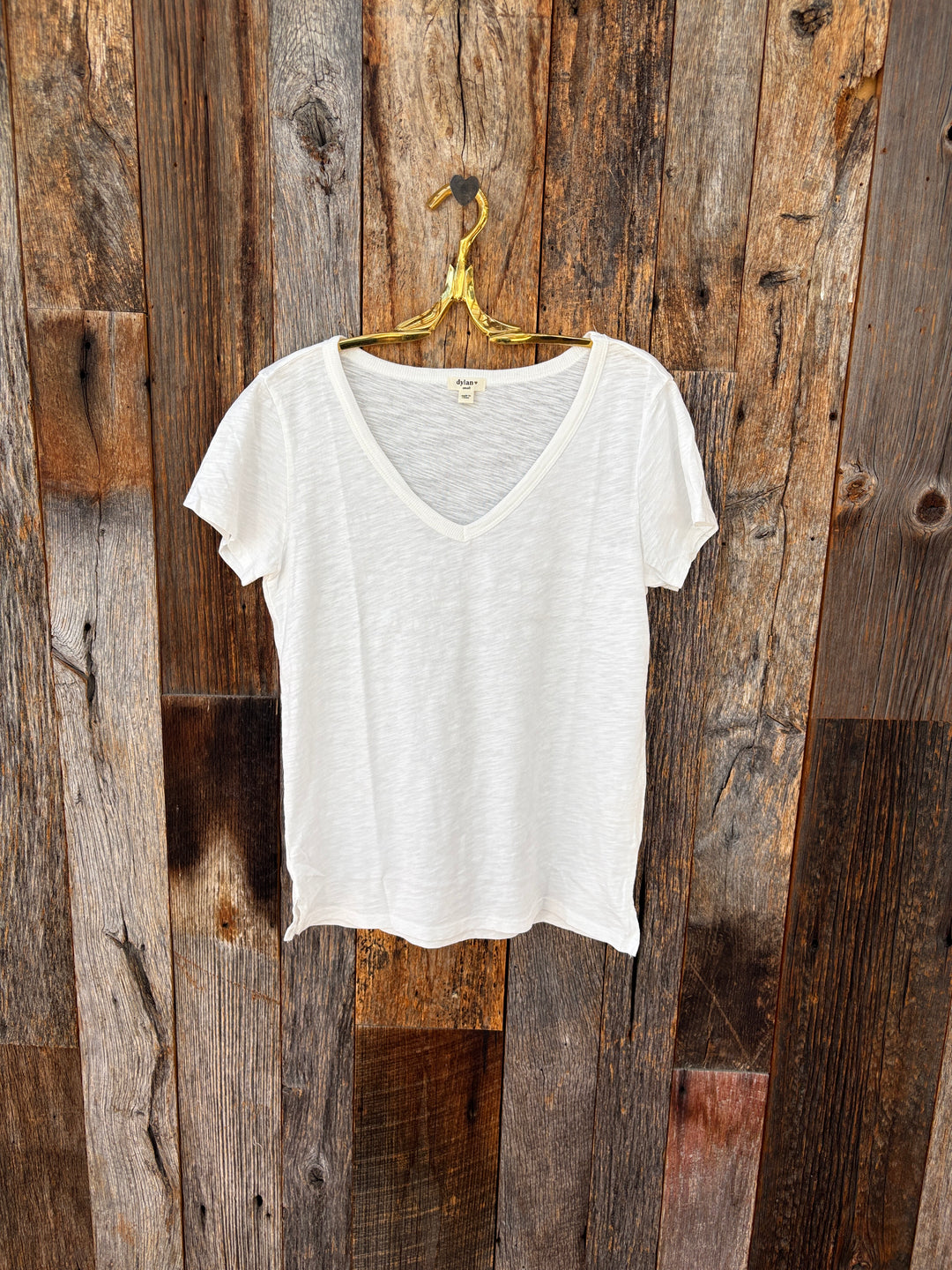 Dylan S/S Deep V-Neck Tee White