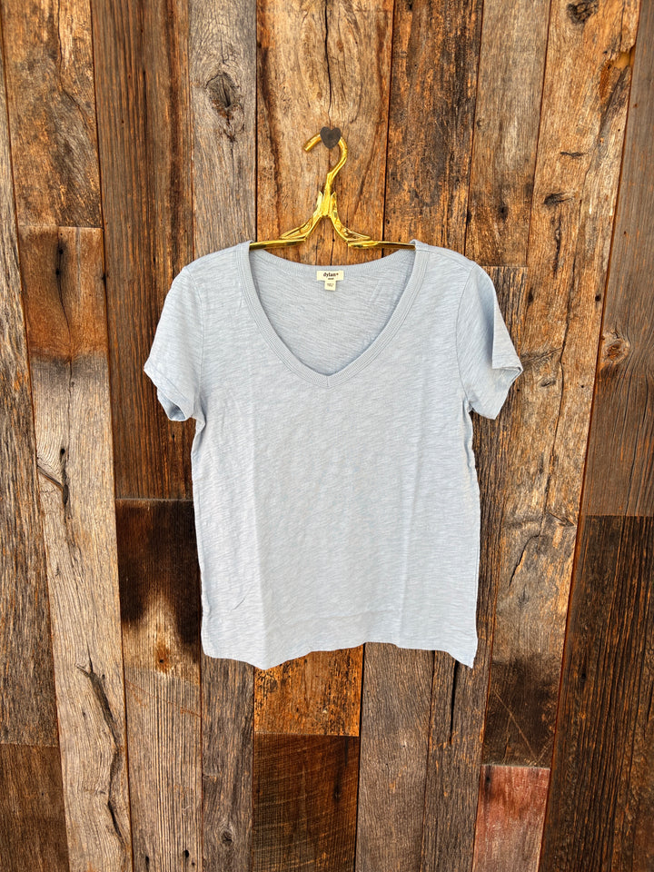 Dylan S/S Deep V Tee Fresh Blue