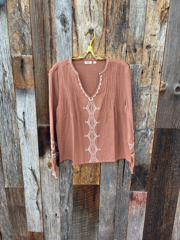 Dylan Isabelle Tunic Embroidery Dark Amber