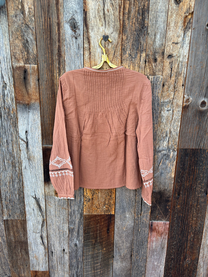 Dylan Isabelle Tunic Embroidery Dark Amber