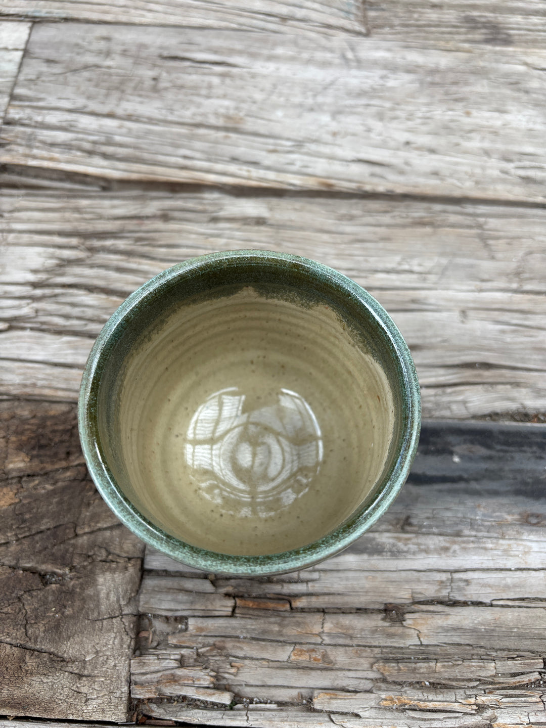 Knight Pottery Cup 4 - green w leaves