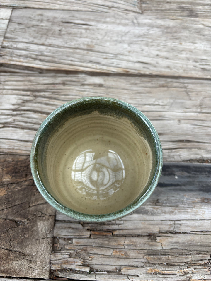 Knight Pottery Cup 4 - green w leaves