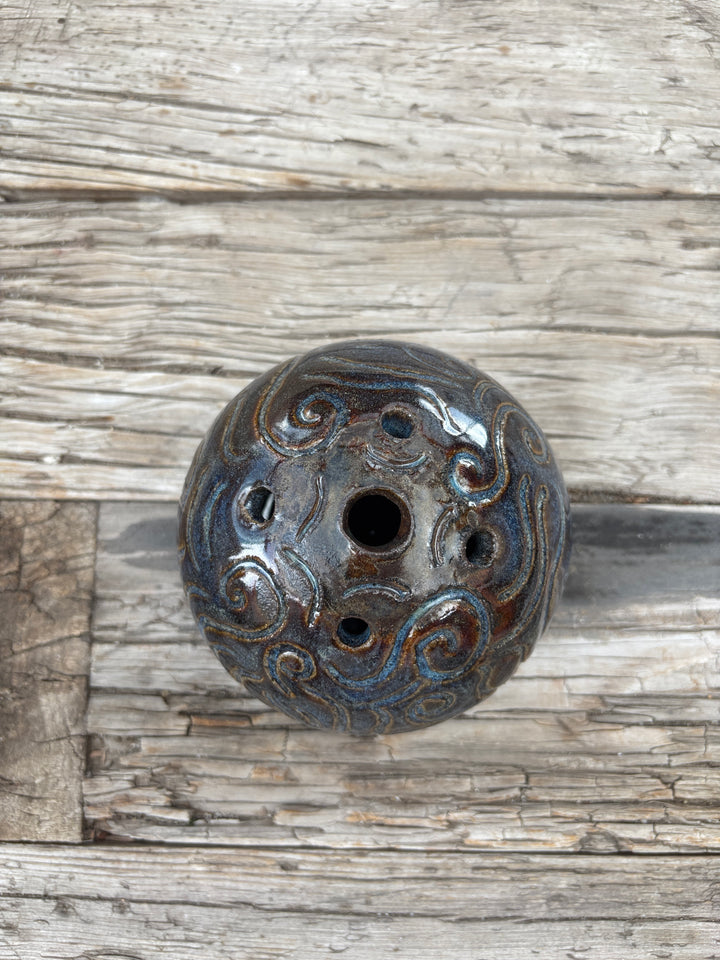 Knight Pottery Flat Vase 1- large blue