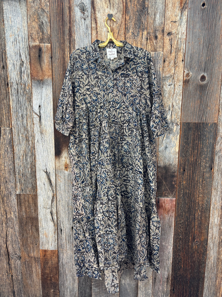 Meena Mahal Khaadi Dress Block Print Handwoven Cotton