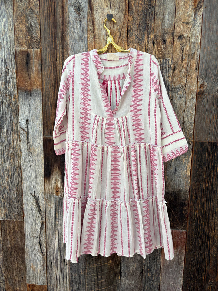 Meena Mahal Zarina Dress Cotton Pink/Creme