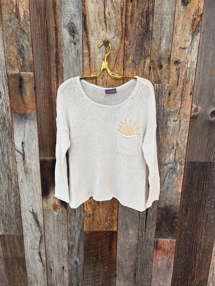 Wooden Ships Pocket Full of Sunshine Crew Sweater- Almond Butter