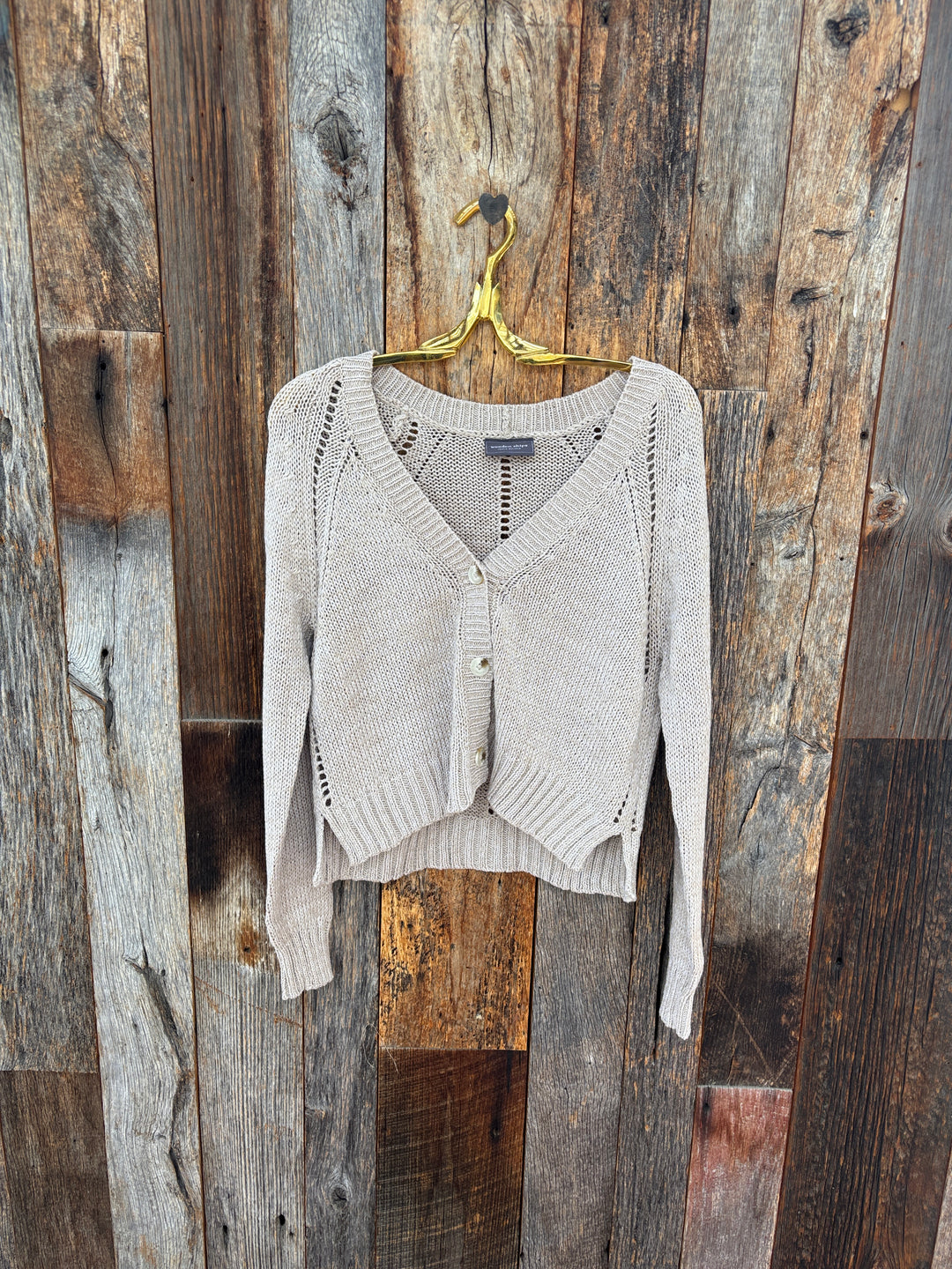 Wooden Ships Sylvan Marled Cardi- Khaki/ Breaker White