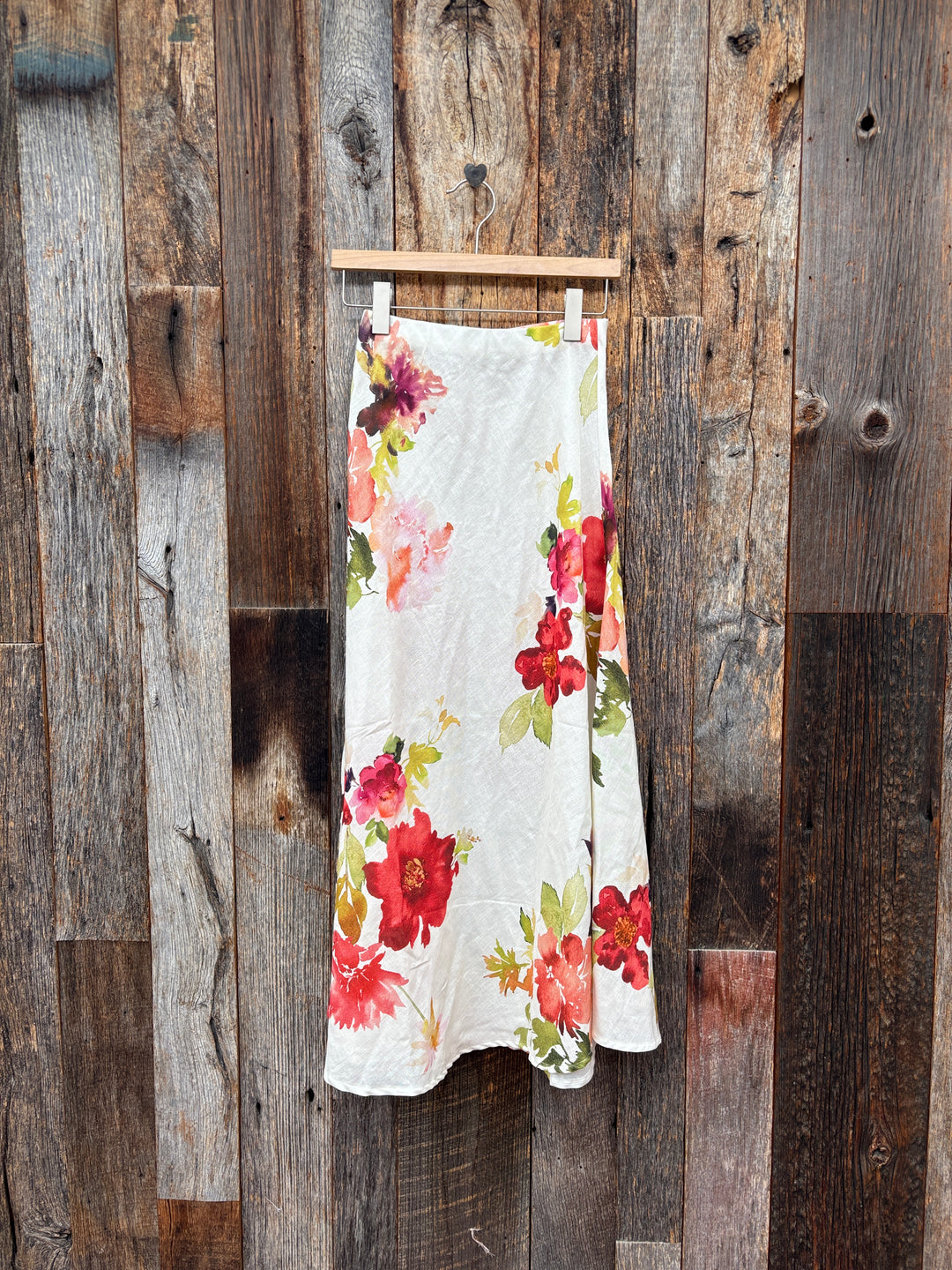 Milio Milano Watercolor Floral Midi Slip Skirt