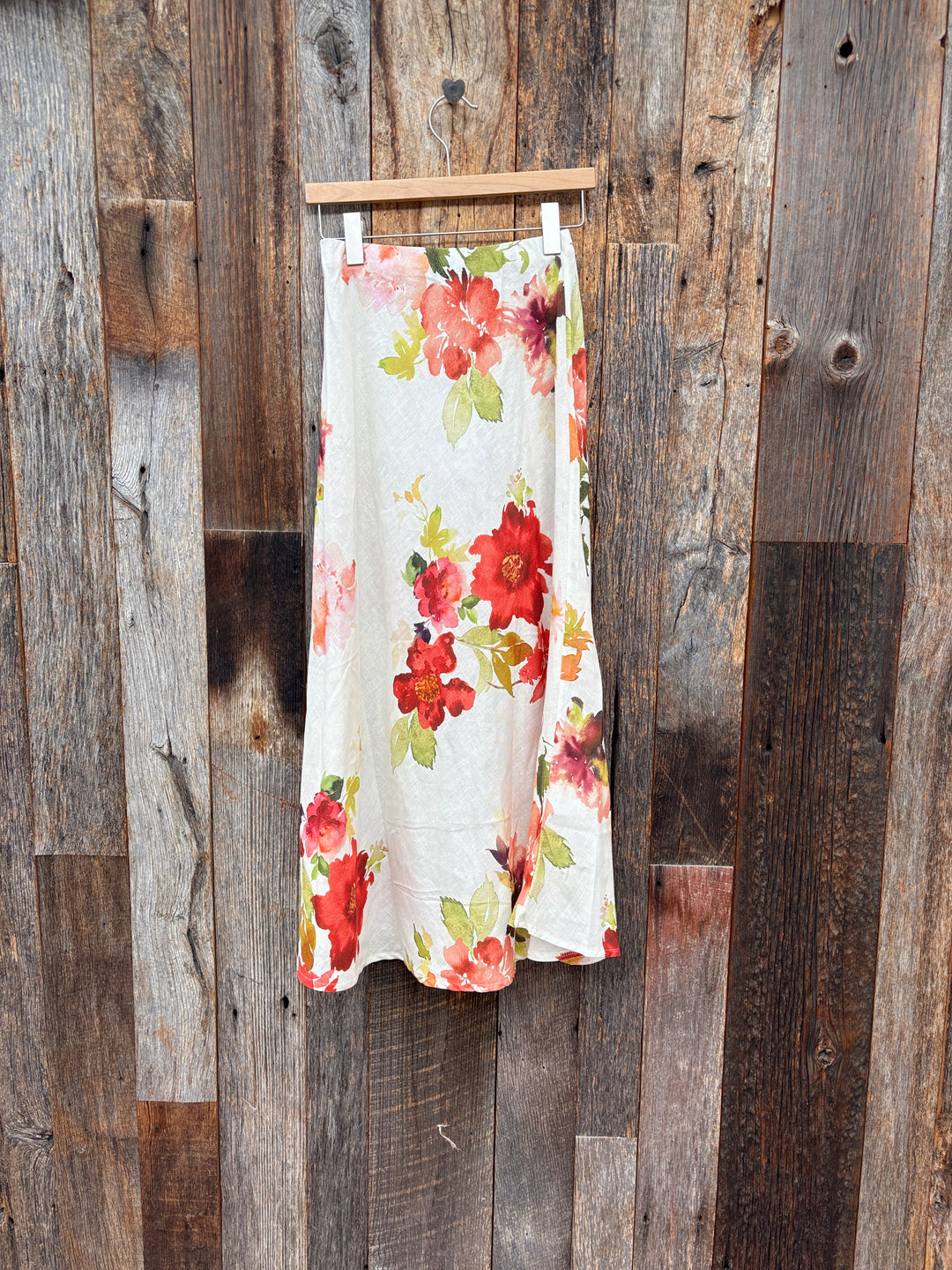 Milio Milano Watercolor Floral Midi Slip Skirt