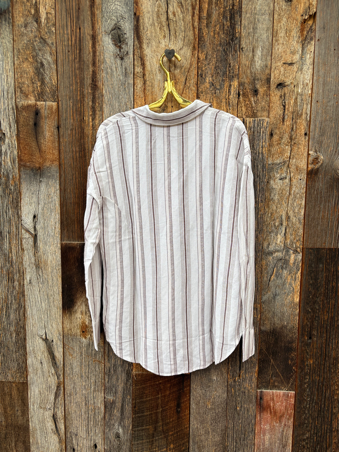 Bella Dahl Oversized Clean Shirt Rosewood Stripe