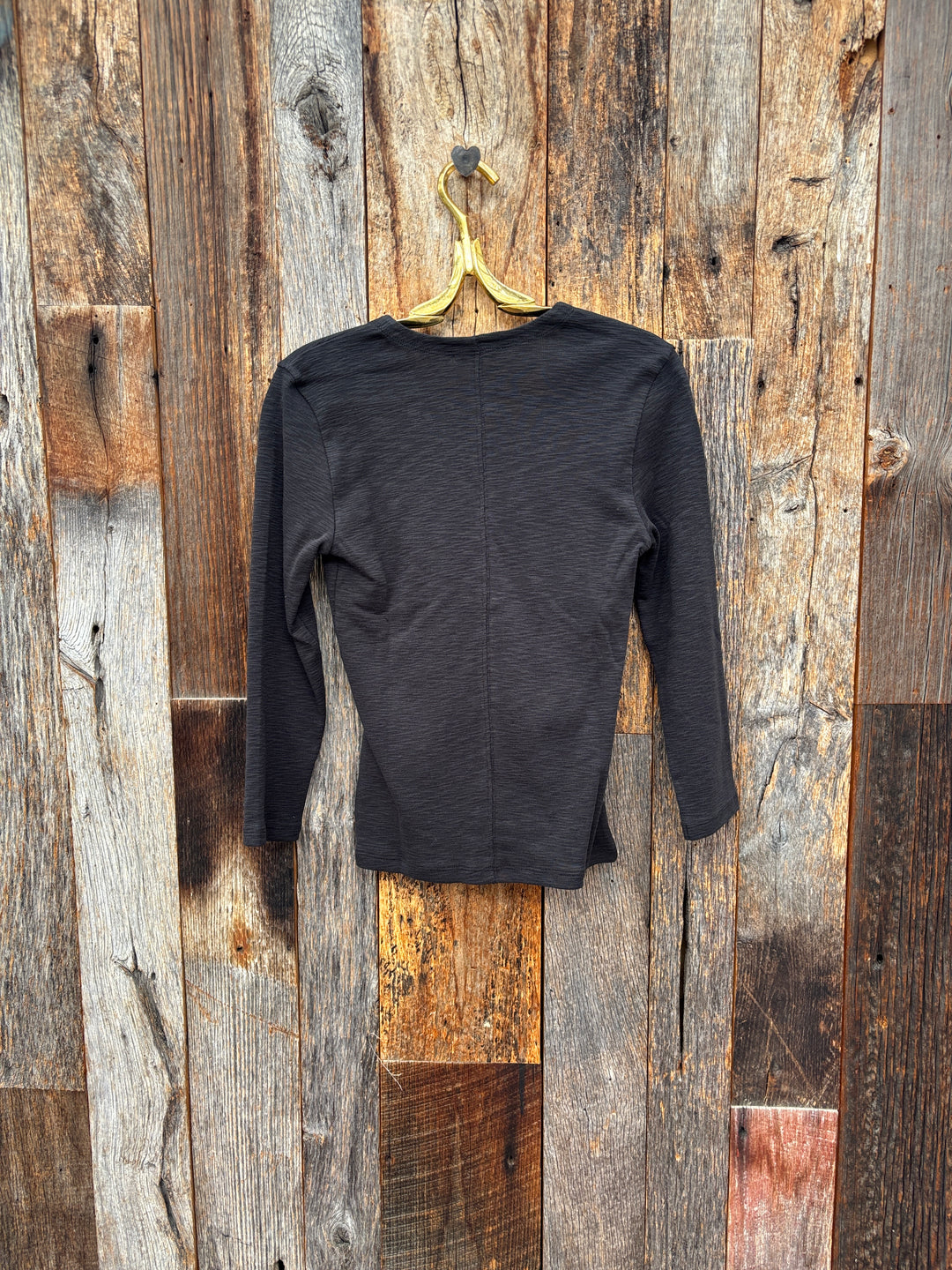 Lilla P Slub 3/4 Sleeve Surplice Black