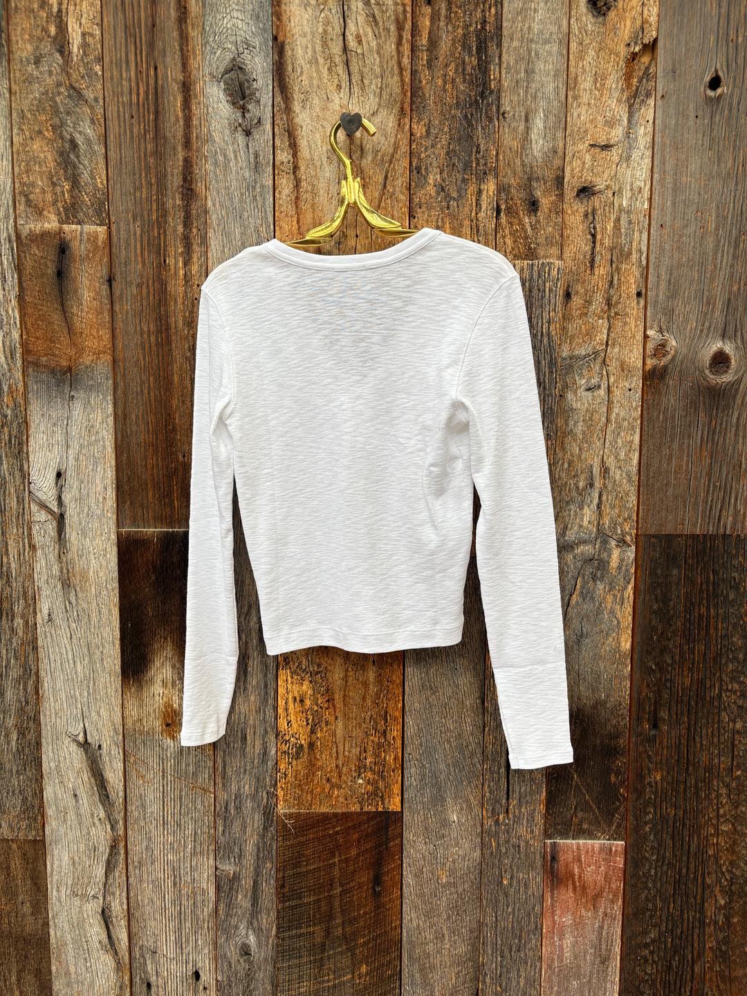 Lilla P Ribbed Slub Snap V-Neck White